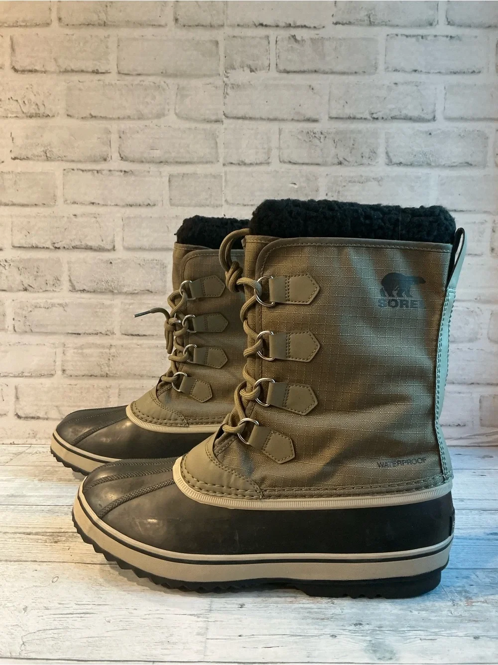 Sorel Men’s Size 13 1964 Pac Nylon Boot Waterproof -Sage/Dark Moss